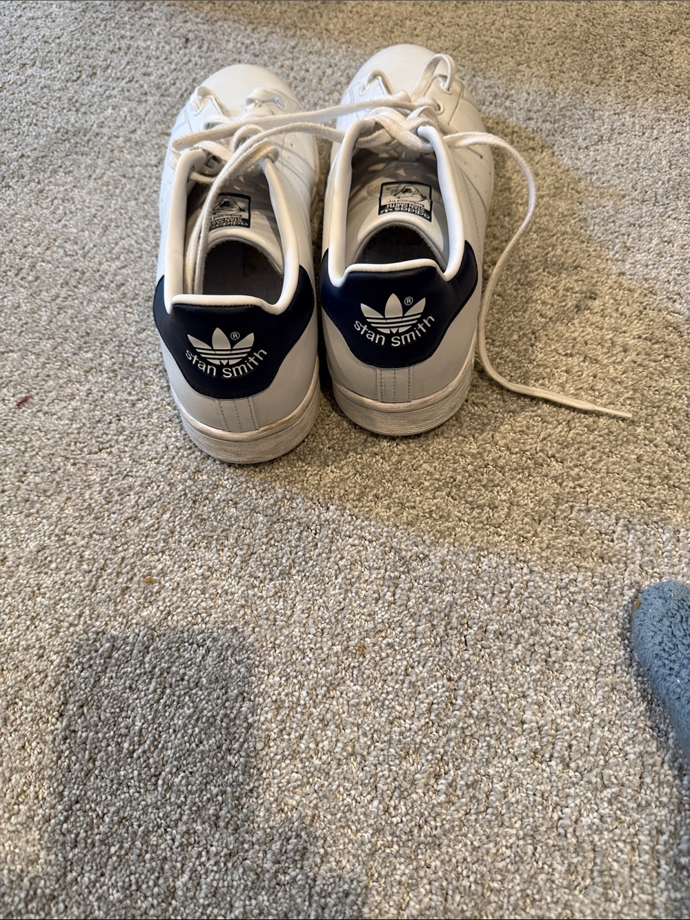 adidas Stan Smith White Sneakers with Navy Heel Tab